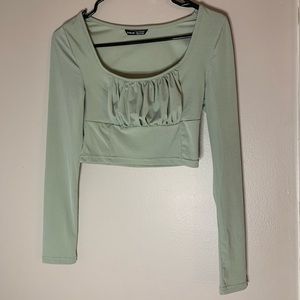 Sage Green Long Sleeve Cropped top